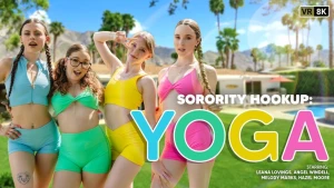 Sorority Hookup: Yoga - Angel Windell & Hazel Moore & Leana Lovings & Melody Marks
