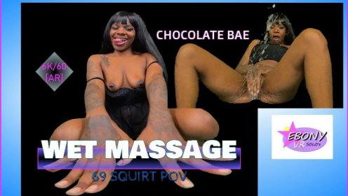 Wet Ebony Massage with Chocolate Bae in 4K POV