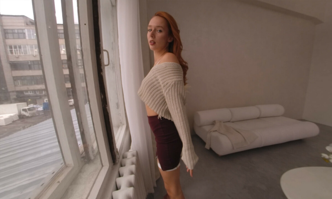 Uaniliza in Sweater Tease: Seductive Solo Strip - Image 1
