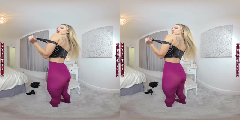 Suzi Star Looking So Fruity In Plum Glossy Tights - Image 3