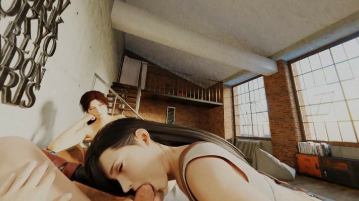 Tifa and Lara Wild Blowjob and Feetjob Parody - Image 1